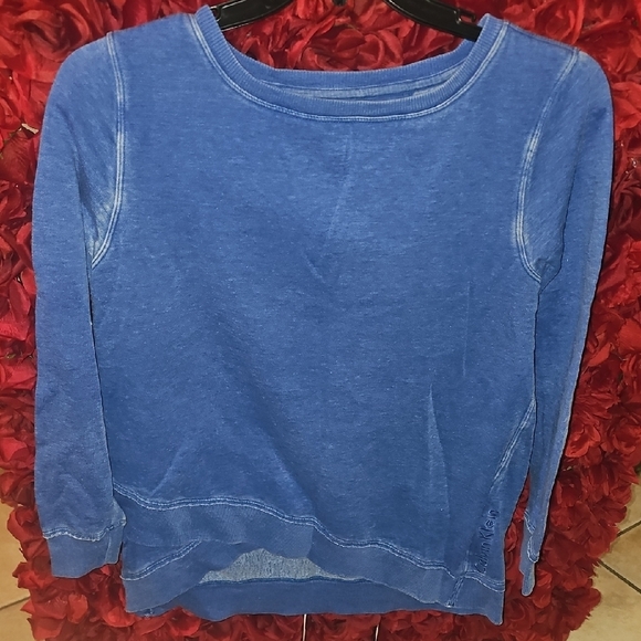 Calvin Klein Tops - Calvin Klein Women's Blue Long Sleeve Cross Front Crewneck Sweatshirt Size Large